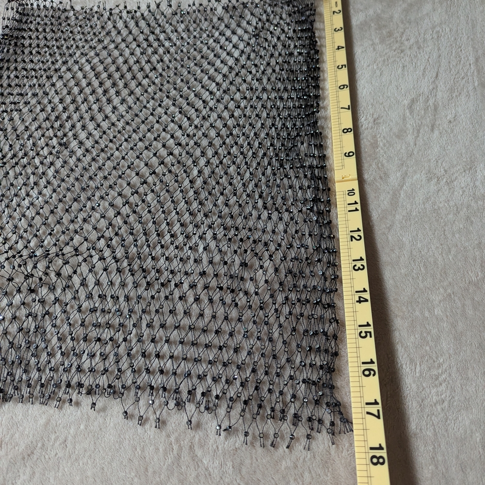 Black Mesh Rhinestone Crop Top - Picture 7 of 9